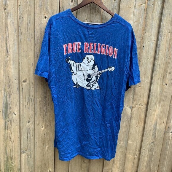 True Religion BIG LOGO T Shirt XXXL Blue - Picture 1 of 4
